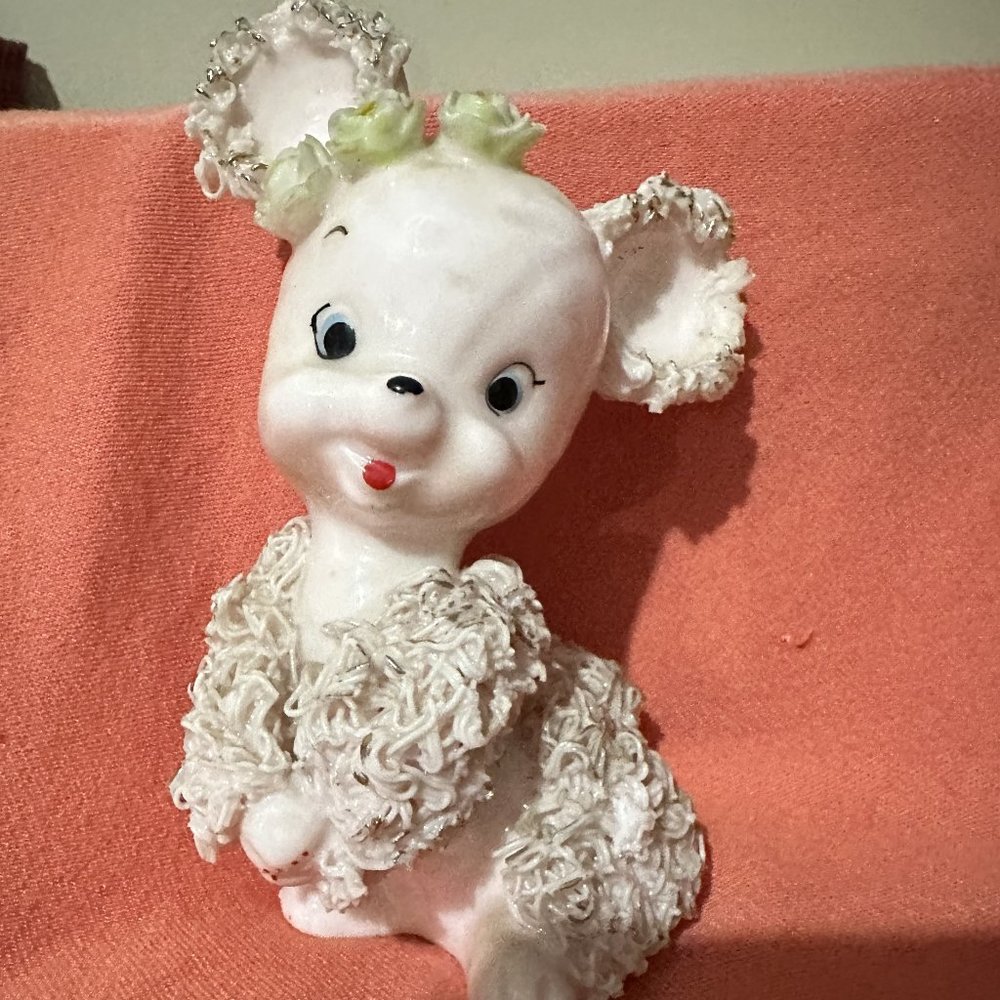 Vintage 1950's Pink Poodle Porcelain Figurine #7767